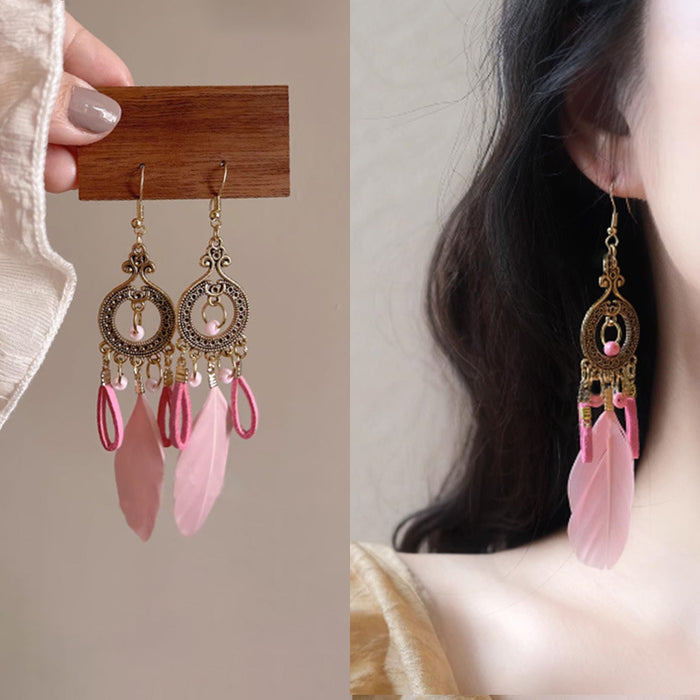 Wholesale Feather earrings, vintage earrings, travel photography earrings