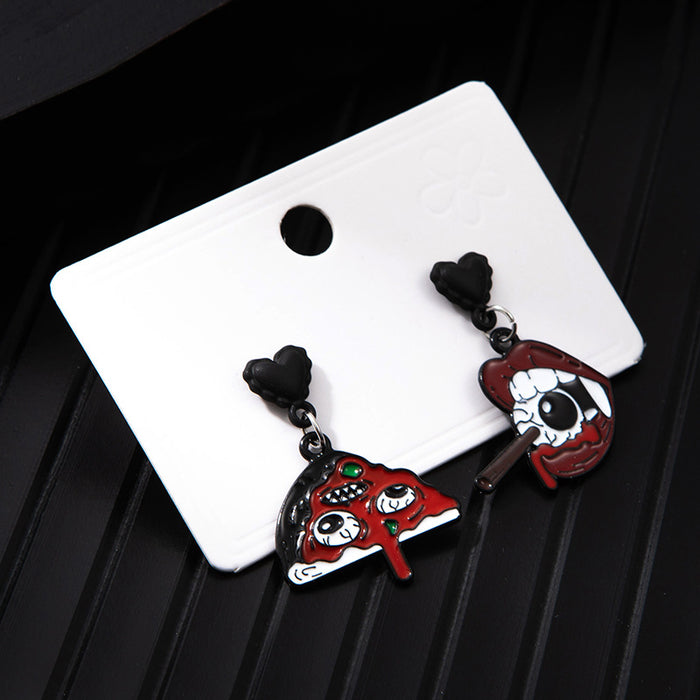 Wholesale  series alloy oil drop asymmetrical earrings cartoon anime funny ghost pumpkin earrings