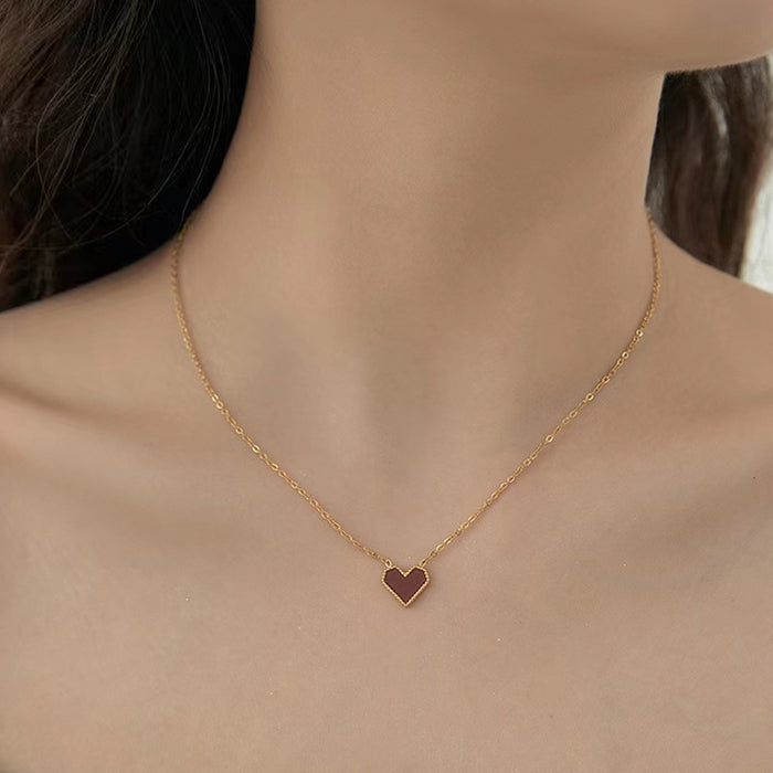 Wholesale Necklace, heart-shaped collarbone chain design, light luxury style, peach heart accessory
