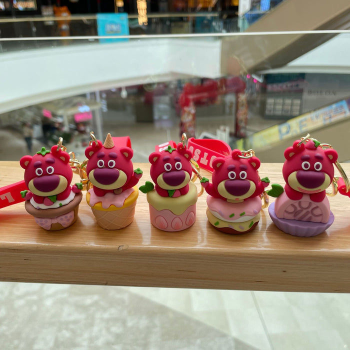 Wholesale Keychain cartoon teddy bear pendant couple keychain ring claw machine