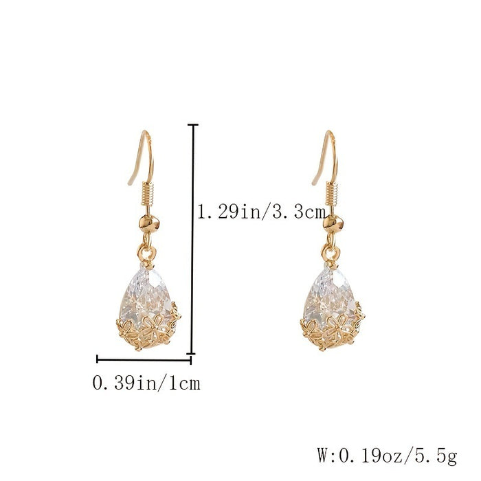 Wholesale Fashion Jewelry Plum Blossom Crystal Water Drop Earrings JDC-ES-DX008