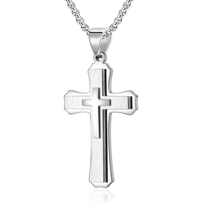 Wholesale Men's Cross Titanium Steel Necklace JDC-NE-YaSi001