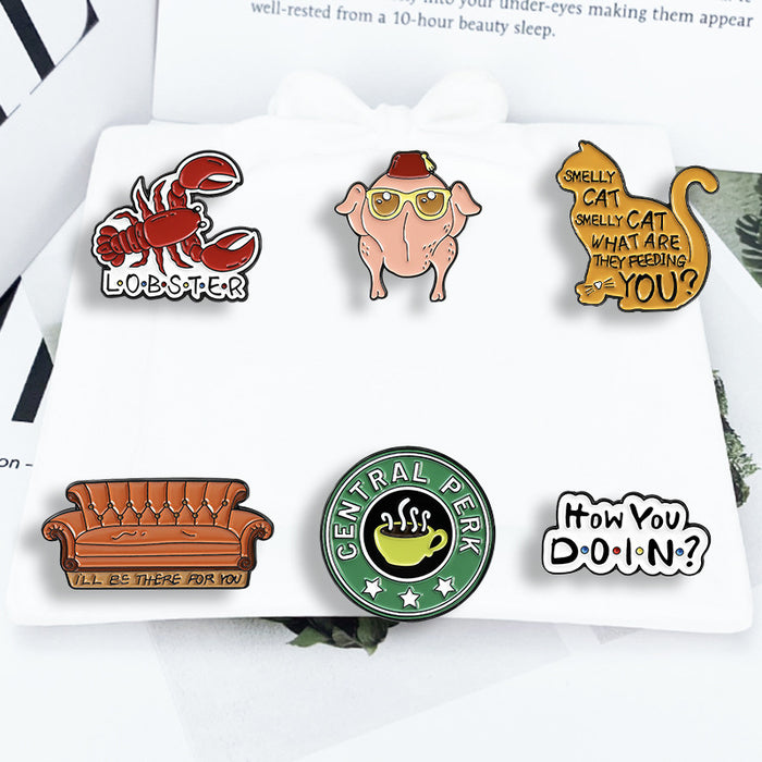 Wholesale Modern Cartoon Cat Sofa Letter Brooch Pin Zinc Alloy Casual Fashion Accessory MOQ≥2