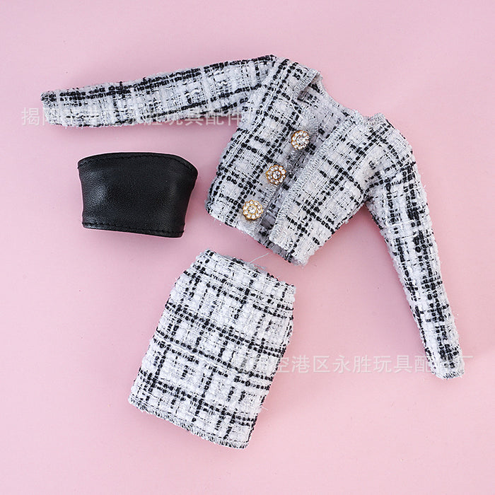 Wholesale doll clothing  coat skirt three-piece set
