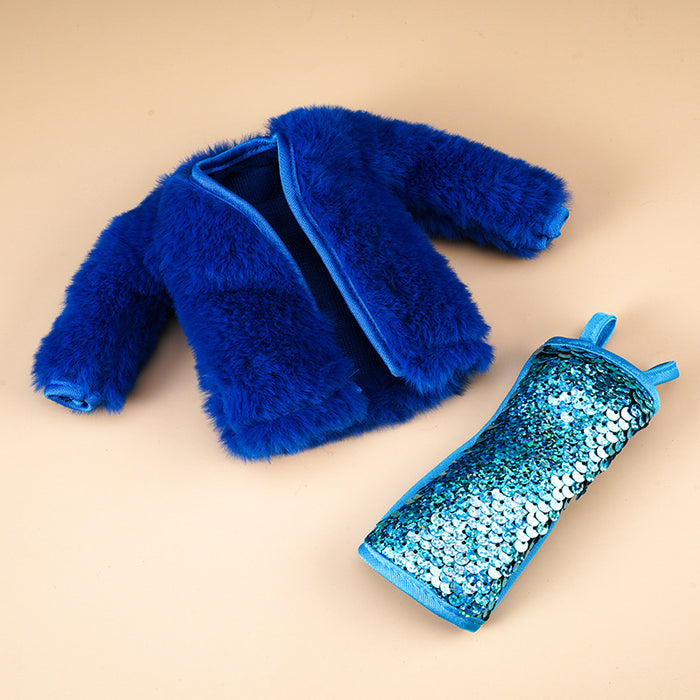 Wholesale Fur plush vest coat skirt suit dress doll clothes