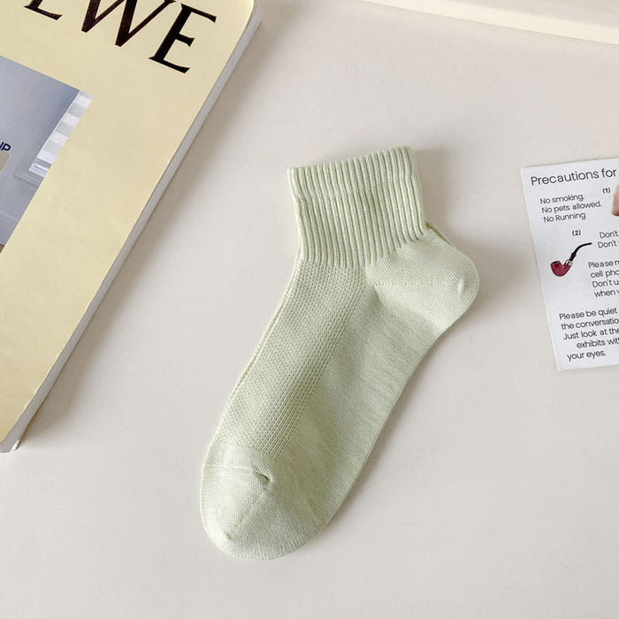 Wholesale Cotton new mesh breathable short tube socks, thin version, college style boat socks