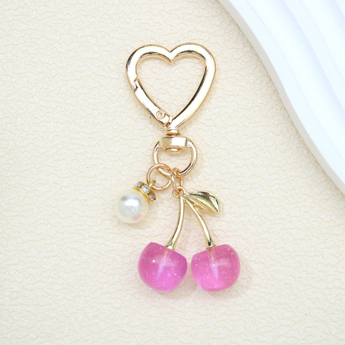 Wholesale Cute Fruit-Shaped Cherry Keychain Zinc Alloy Bag CharmTrendy Gift for Women MOQ≥2