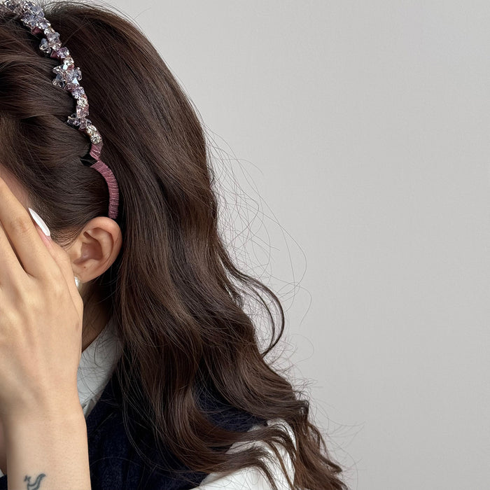 Wholesale Crystal toothed light luxury full diamond headband hair accessory with simple temperament retro versatile fine headband hair accessory