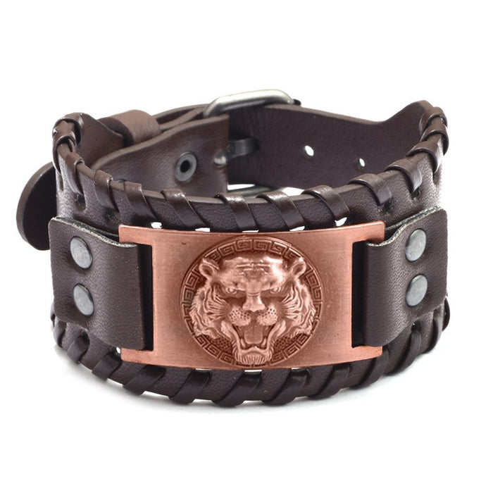 Wholesale Multi-layer Leather Wolf Head Men's Bracelet JDC-BT-FengH002