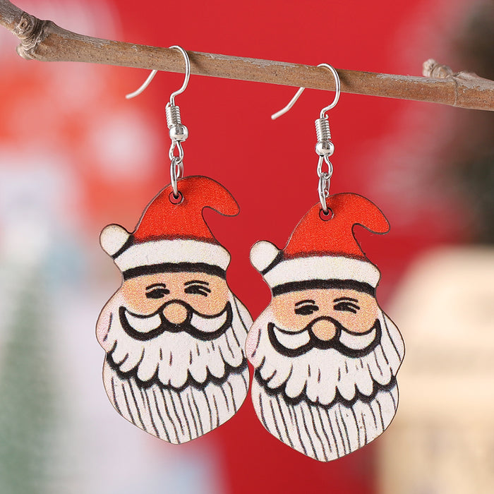 Wholesale Christmas  Pendant Earrings Wooden Double-Sided Earrings