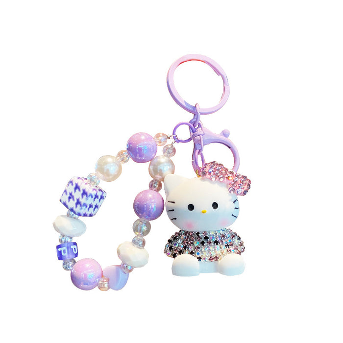 Wholesale Cartoon beaded keychain mobile phone chain