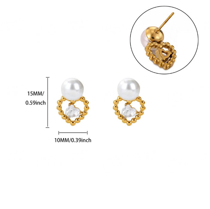 Wholesale Leaf Imitation Pearl Earrings Stainless Steel Gold-Plated Round Geometric Earrings