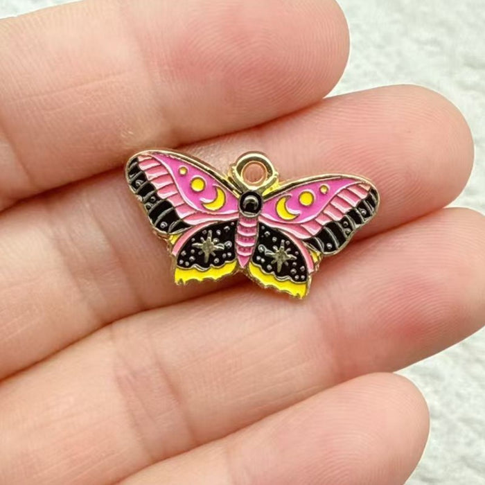 Wholesale 10pcs Colorful Alloy Butterfly and Moth DIY Bracelet Necklace Keychain Pendant