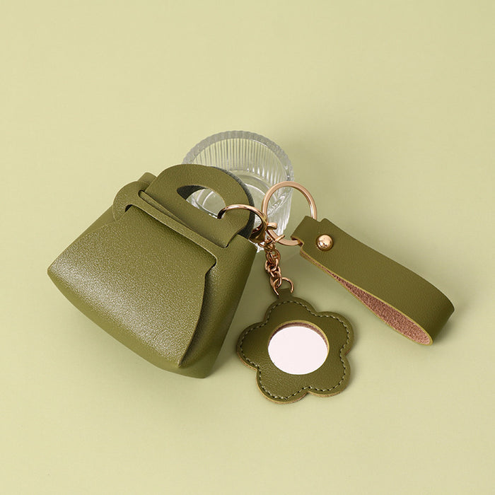 Wholesale Chic PU Wallet Keychain Bag Charm with Mirror Pink Gift for Women