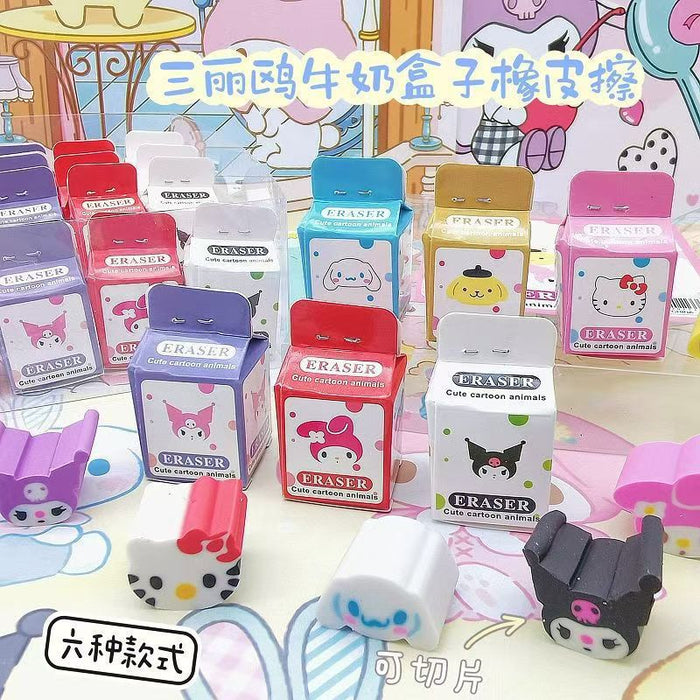 Wholesale Cartoon Milk Box Eraser Creative Cute Sliced Eraser