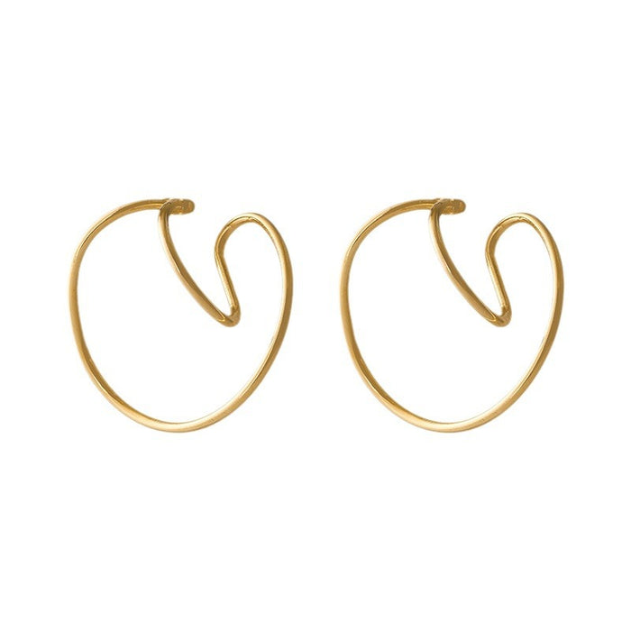 Wholesale  gold-plated minimalist line niche design  irregular ear hook without ear hole ear clip earrings