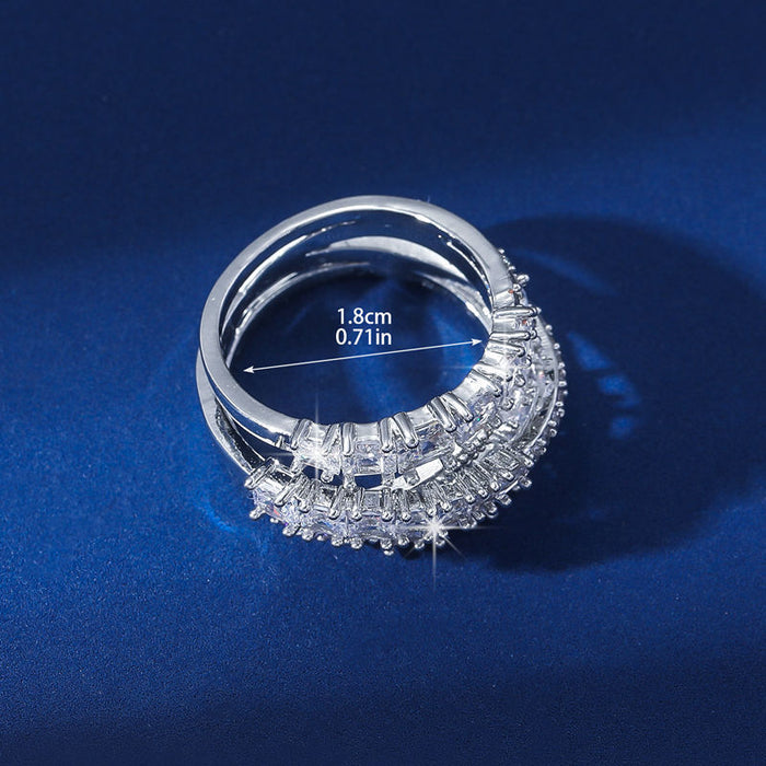 Wholesale Ring for women, niche, high-end, light luxury, no fading, full diamond zircon ring, fashionable and versatile ring jewelry