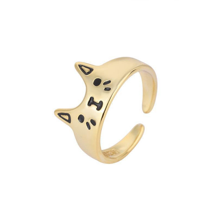 Wholesale Cute Cartoon Gel Dropping Cat Ring Sweet Niche