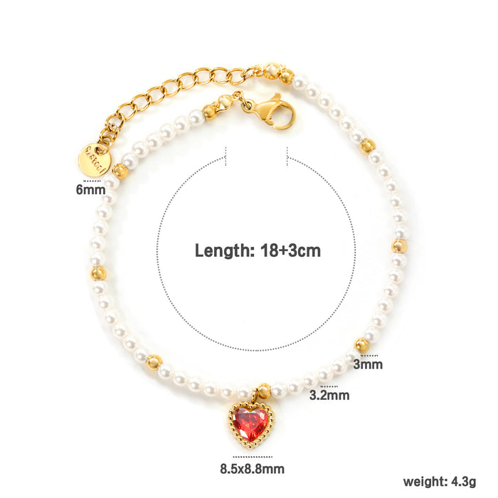 Wholesale Mixed Color Heart-Shaped Zircon Bracelet Niche Design Cherry Bracelet Stainless Steel Bracelet
