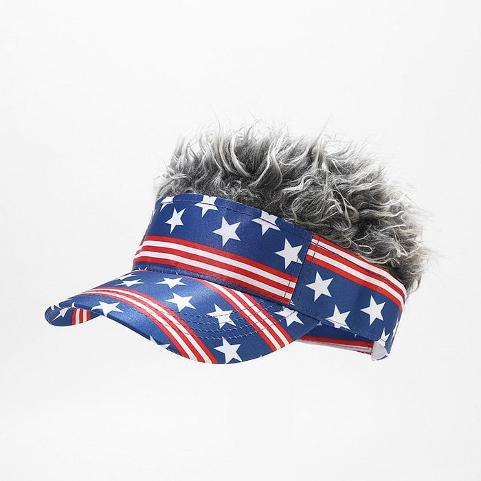 Wholesale American flag five-pointed star striped wig baseball cap