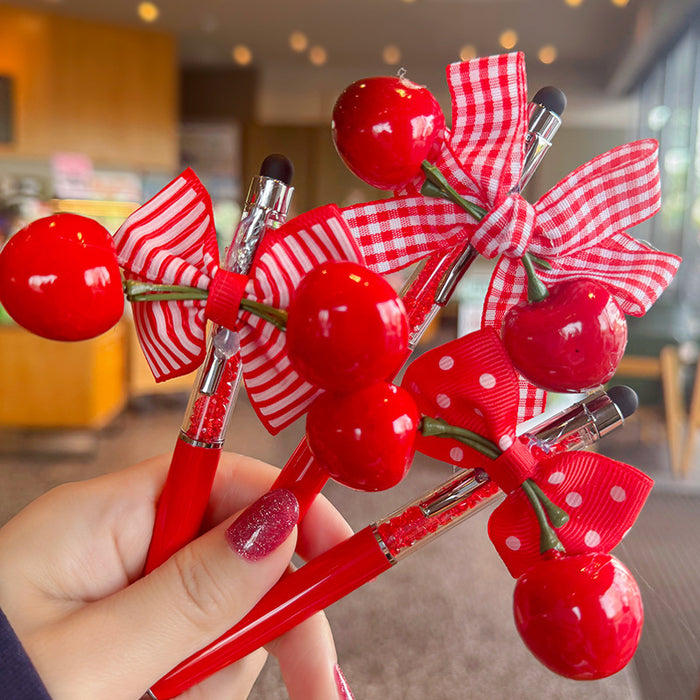 Wholesale Cartoon Cherry Bow Gel Pen for Students and Office Workers Cute Gel Pen