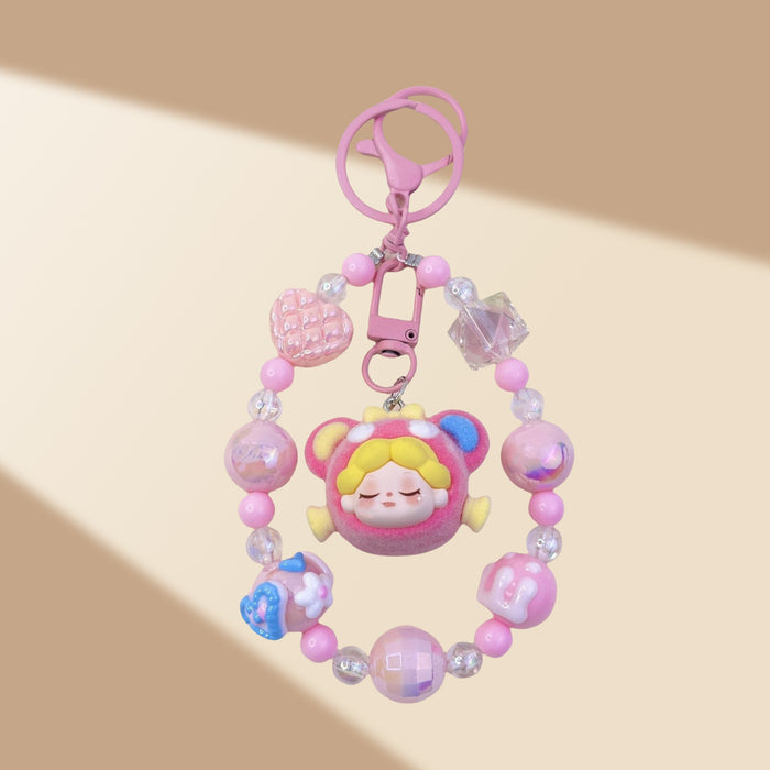 Wholesale Flocked Wizard Beaded Keychain