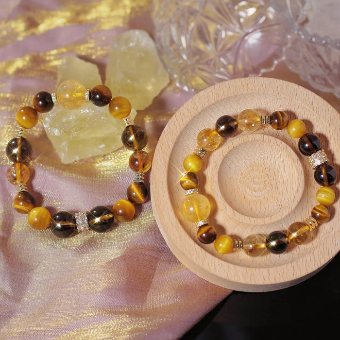 Wholesale Natural Eye Stone Yellow Crystal Design Bracelet for Women's Handstring Jewelry