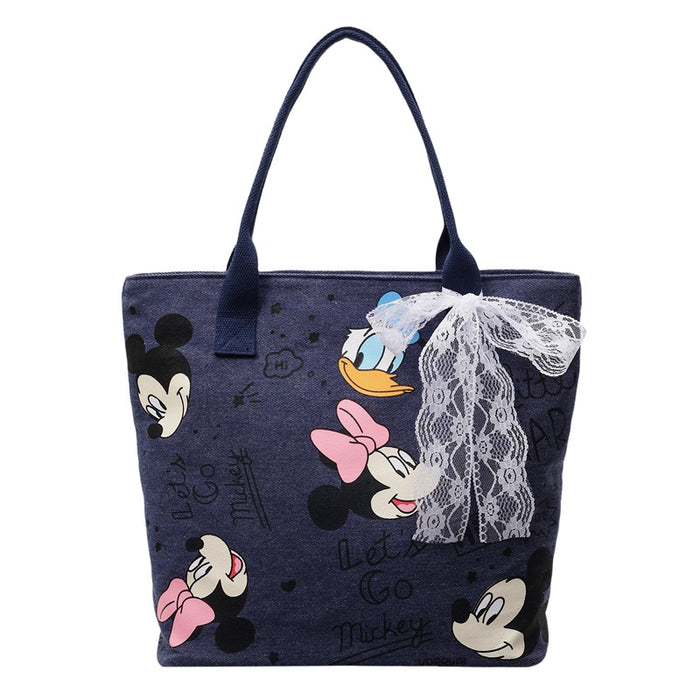 Wholesale Cartoon canvas bag, new versatile shoulder bag, student commuting tote bag, large capacity tote bag