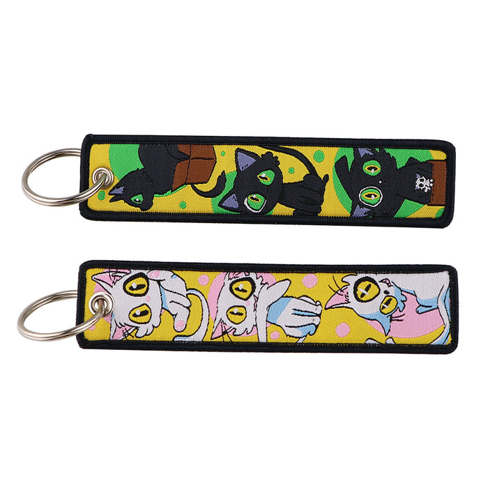 Wholesale Cartoon Cute Capybara Animal Woven Label Lanyard Keychain JDC-KC-KKX005