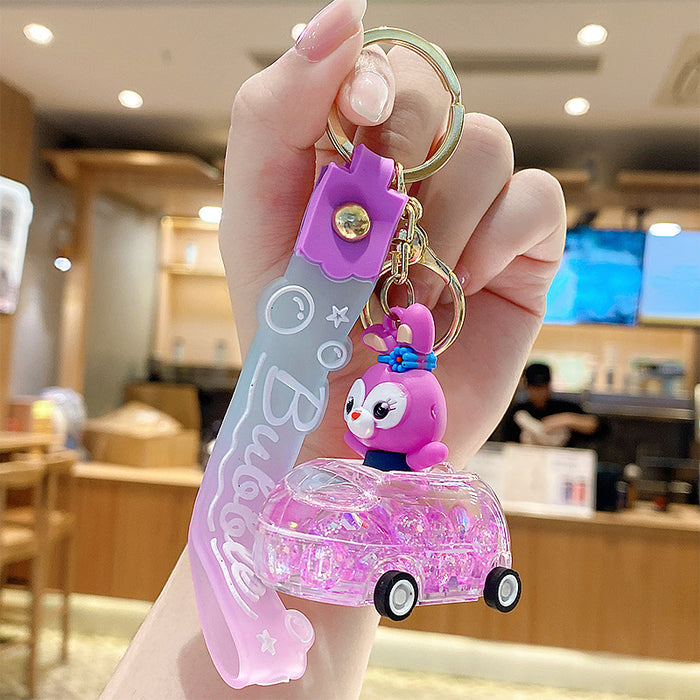 Wholesale Cute Donut Design Crystal Sand Floating Keychain Acrylic Fashion Accessory for Bags