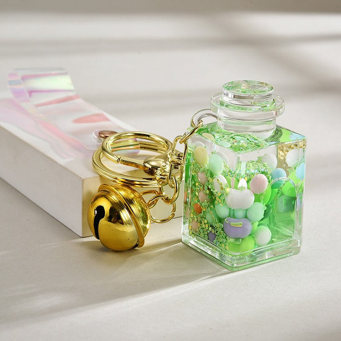 Wholesale Acrylic Bead-Filled Oil Bottle Pendant Keychain