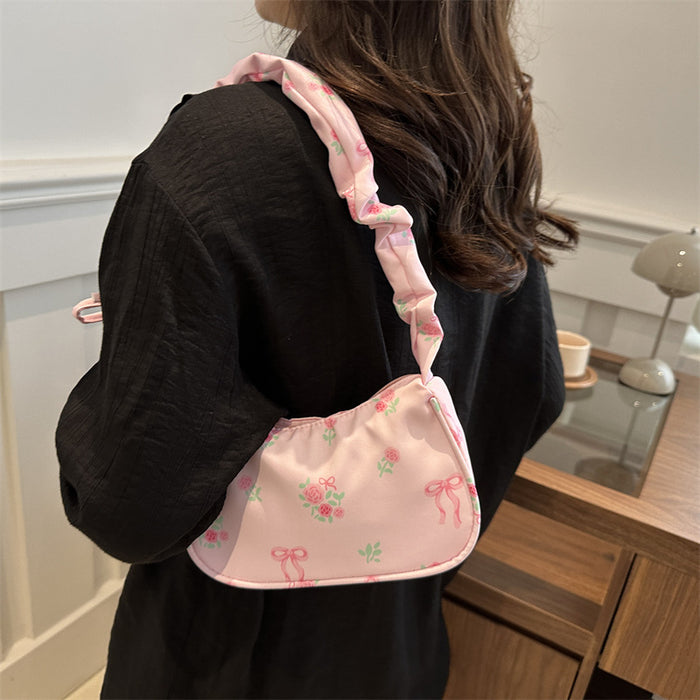 Wholesale Ruched Floral Underarm Shoulder Bag