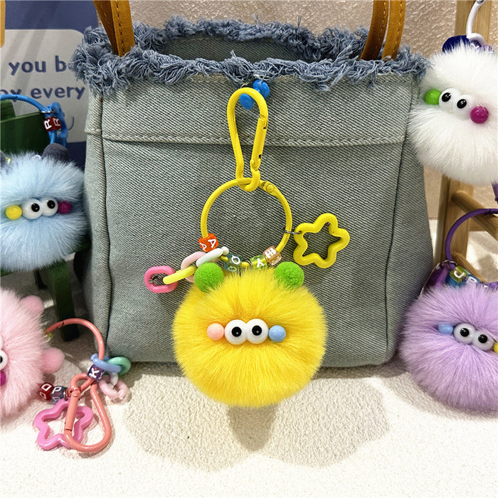 Wholesale Cute Cartoon Keychain Cute Creative Small Coal Ball Plush Doll Schoolbag Pendant Student Doll Gift