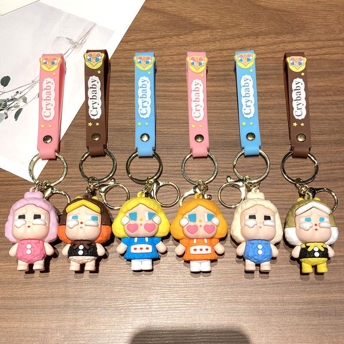 Wholesale Tear doll cartoon keychain cute  doll children' s school bag pendant keychain claw machine small gift