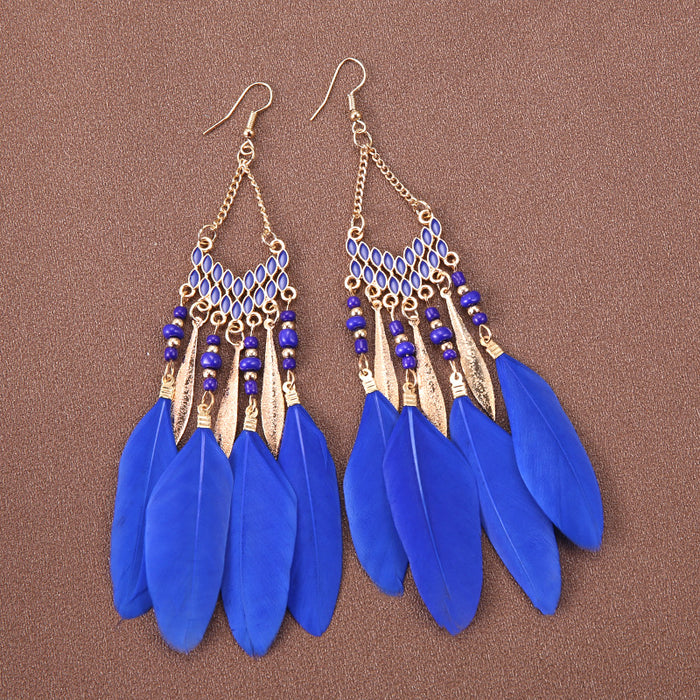 Wholesale Alloy Bohemian Feather Earrings JDC-ES-Gumi010