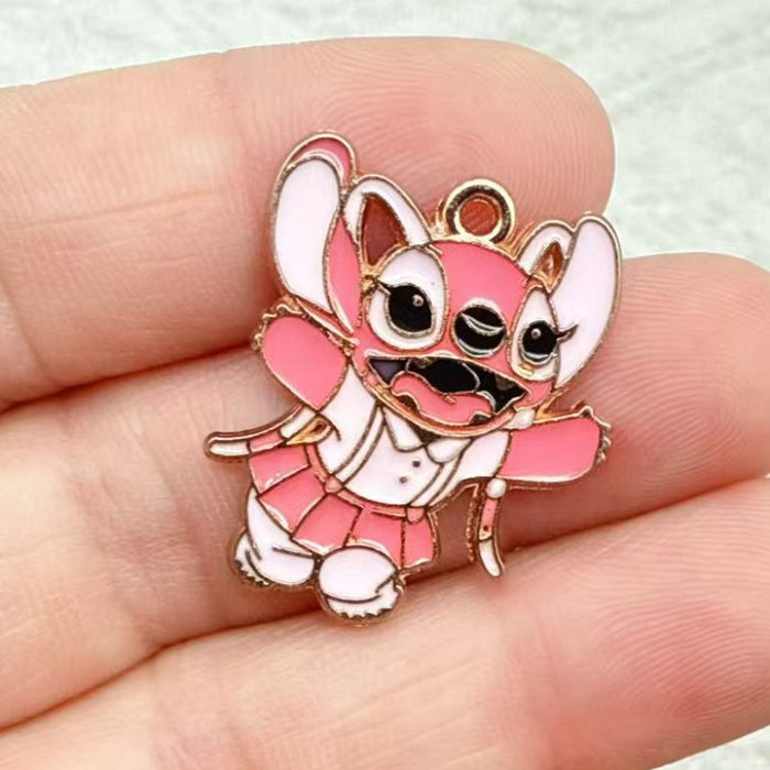 Wholesale 10pcs Cartoon Couple DIY Jewelry Accessories Alloy Enamel Pendant Keychain Earrings