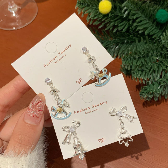 Wholesale Christmas Bell Bow Elegant Earrings