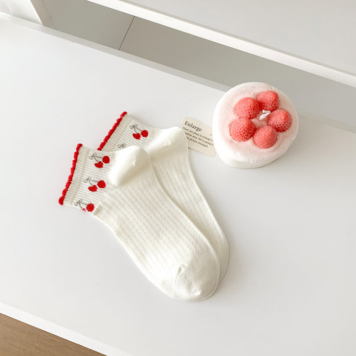 Wholesale Socks, short tube boat socks, combed cotton, college wind flower edge socks