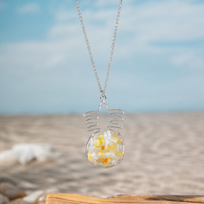 Wholesale Stylish colorful sea glass butterfly long butterfly necklace