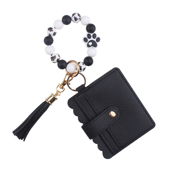 Wholesale Cartoon Dog Claw Card Bag Jewelry Beaded DIY Dog Claw Silicone Bracelet Bracelet Wallet Keychain Pendant