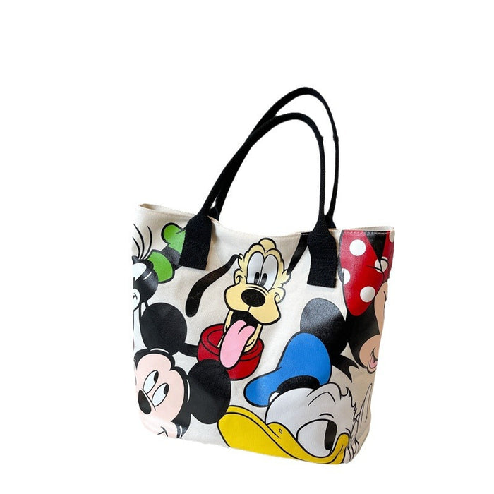 Wholesale Cartoon large capacity canvas shoulder bag, women's casual versatile tote bag, student class backpack, handbag