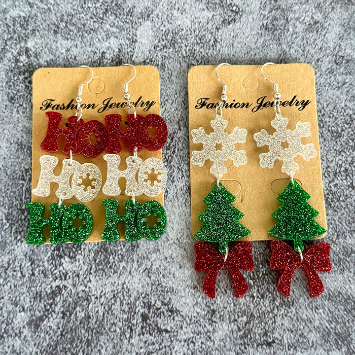 Wholesale Christmas acrylic ing earrings snowflake Christmas tree
