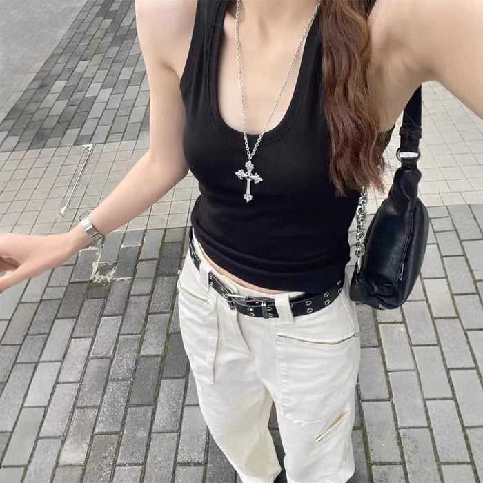 Wholesale Cross pendant necklace, niche sweater chain, heavy industry accessories