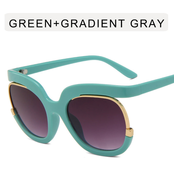 Wholesale Half frame sunglasses, new oval fashion large frame face repair sunglasses, personalized mirror legs, sun sunglasses