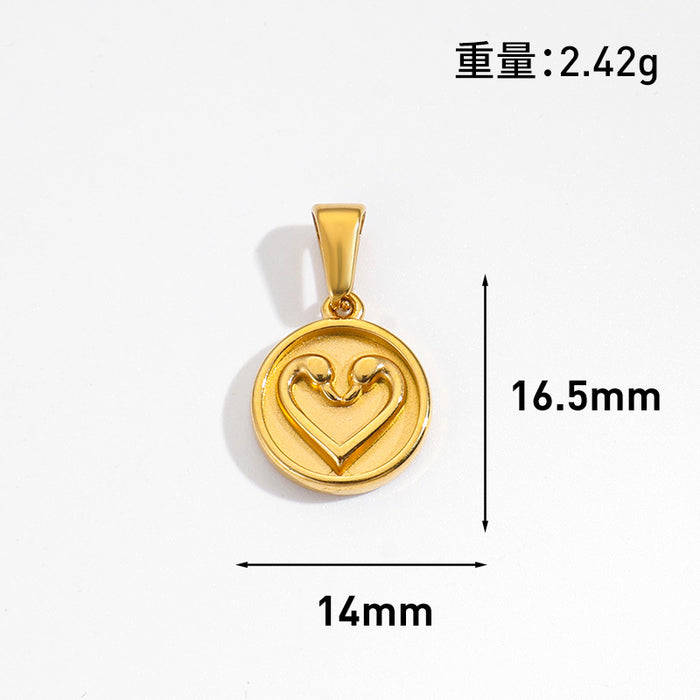 Wholesale 6pcs/set DIY Pendant Stainless Steel Plated 24K Gold Flower Heart  Geometric Jewelry Accessories