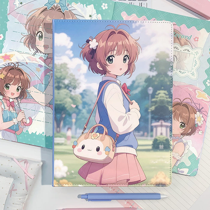 Wholesale 5pcs Campus Sakura Color Page Notebook Cartoon Leather Cover Anime Hardcover Leather Diary