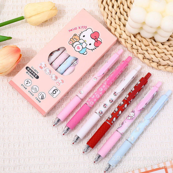 Wholesale 6pcs Floral Series  Cat Gel Pen Cartoon Press Pen Quick-drying