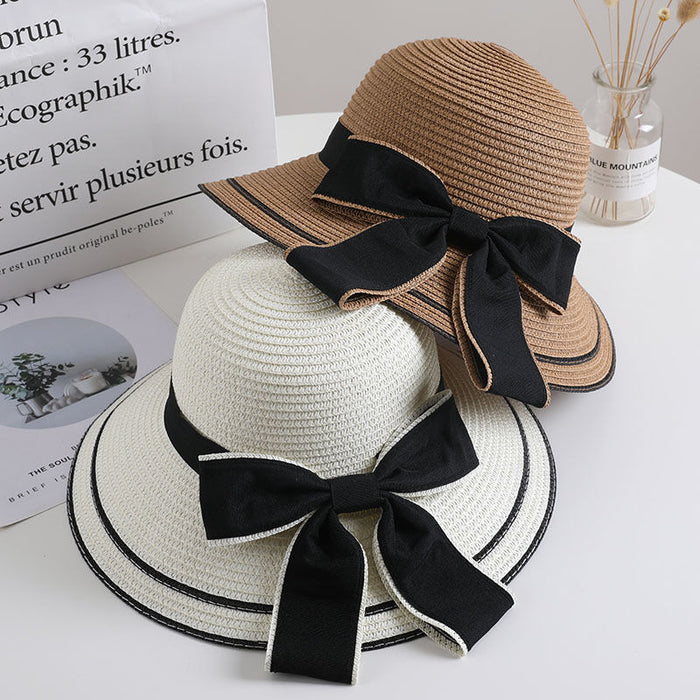 Wholesale Sunscreen hat, bow tie grass hat, casual hat, fisherman hat