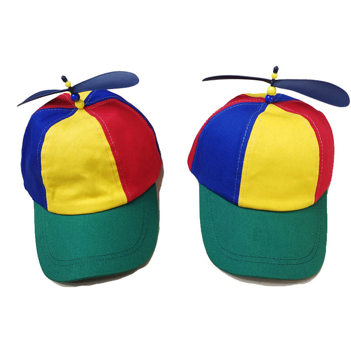 Wholesale Propeller baseball cap, parent-child style, color blocked bamboo dragonfly duckbill cap, children's cartoon cute sun protection and sunshade hat