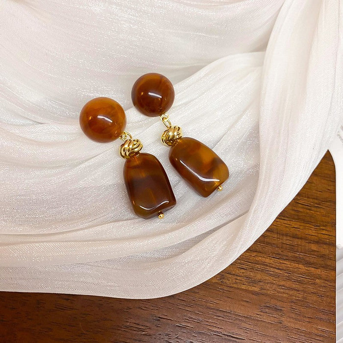 Wholesale  silver needle geometric irregular resin earrings heart earrings